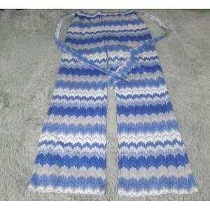Fair Child Pants Womens XL Blue Gray‎ Wide Leg Belted Stretchy Polyester